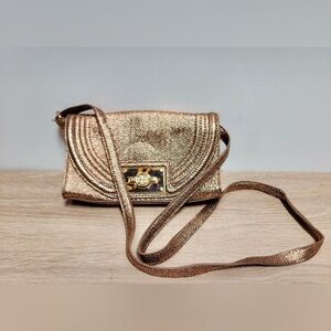 Tory Burch Metallic rose Gold Cross-body  Shoulder Bag /clutch